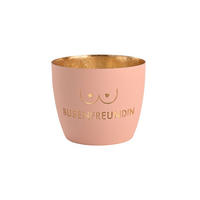 TEELICHTHALTER Madras Busenfreundin M, Eisen, Pastellrosa / Gold, H 8.5 cm - Rosa, Metall (8.5cm) - Gift Company