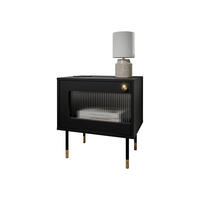 NACHTTISCH-SET Valerio 1D (2 Stück) - Goldfarben/Schwarz, Holzwerkstoff/Kunststoff (52/55/39cm) - MIRJAN24