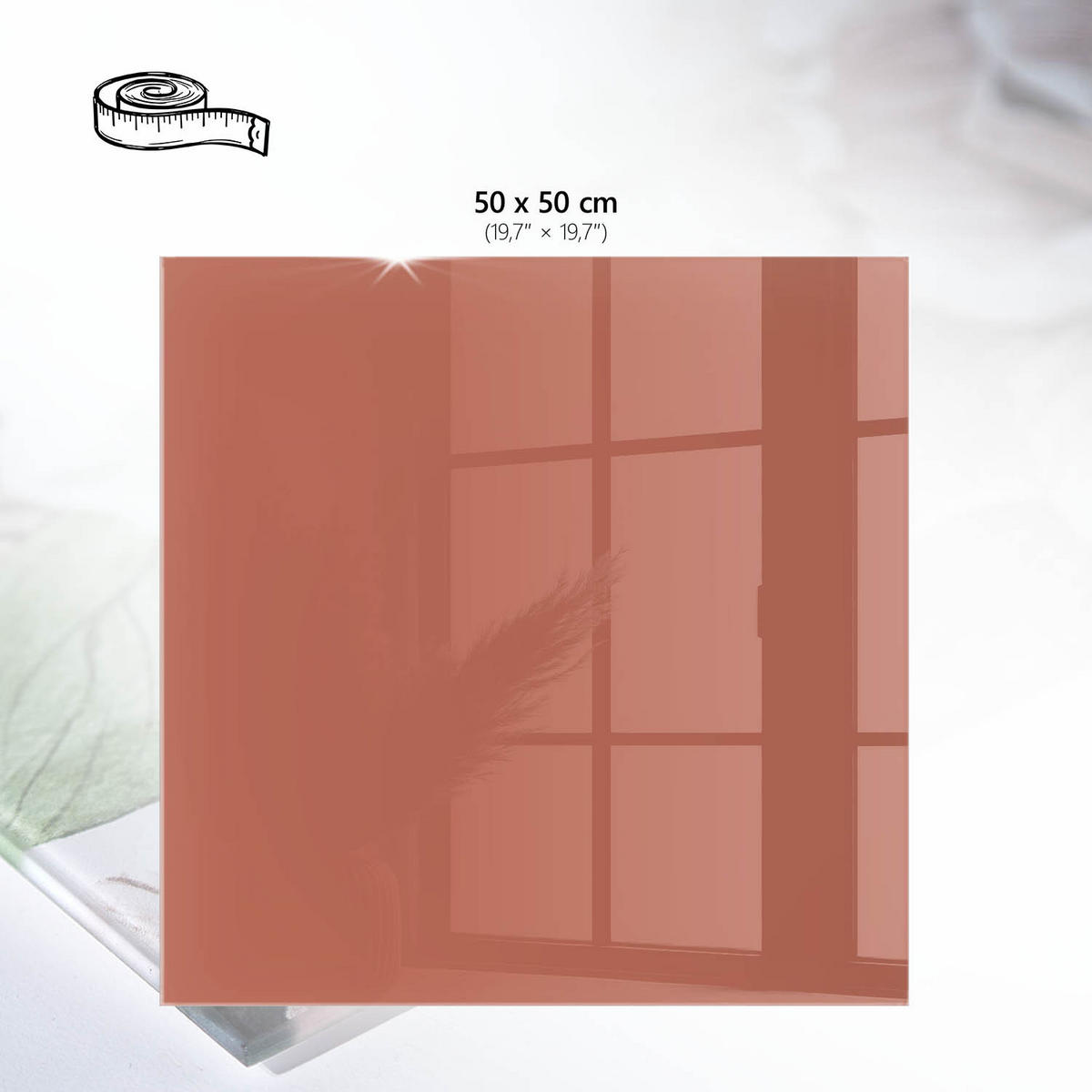 TISCHPLATTE 50x50 cm – Ziegelfarbe - Violett, Glas (50/50/0.4cm) - Wallfluent