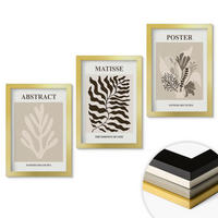 WANDBILDER 3er Set - 20x30 cm Goldrahmen - Beige-braune Pflanzenmuster - Goldfarben, Kunststoff (20/30cm) - ArtPrintCave