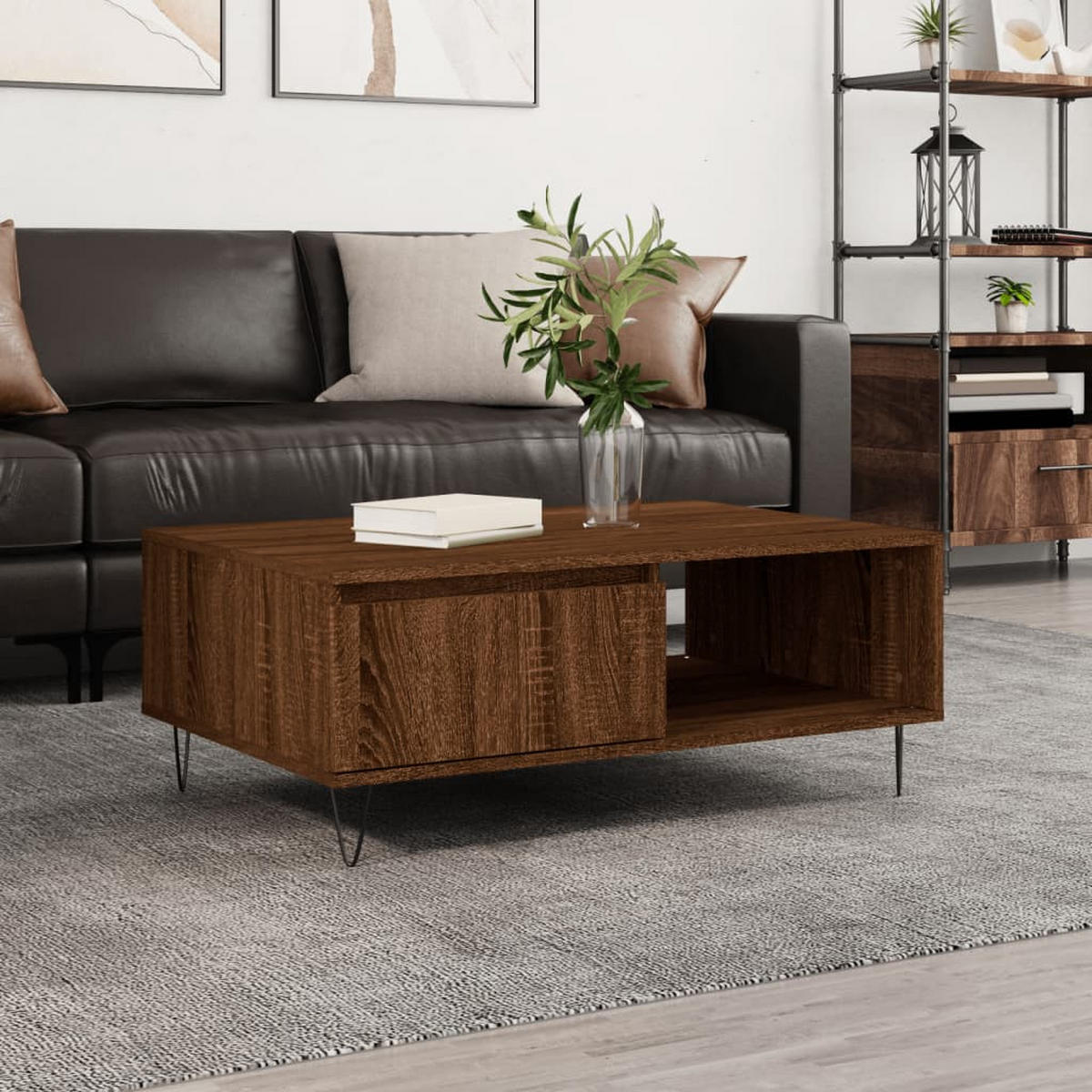 COUCHTISCH Braun Eichen-Optik 90x60x35 cm Holzwerkstoff - Braun, Holzwerkstoff (90/60/35cm) - furnicato
