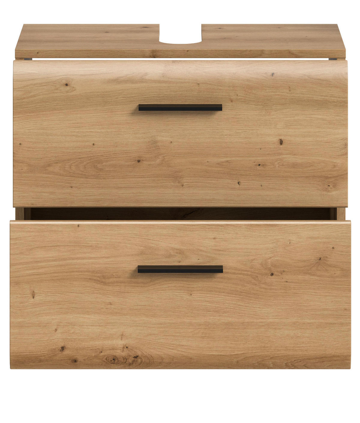 WASCHBECKENUNTERSCHRANK Eiche Artisan, Bad Unterschrank mit Vollauszug Schubkästen, Breite 60 cm - Schwarz/Eiche Artisan, Holzwerkstoff/Kunststoff (60/54/30cm) - Inn.Furn