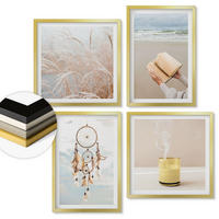 WANDBILDER 4er Set - 50x50 cm & 40x60 cm Goldrahmen - Sommerlandschaften im Boho-Stil - Goldfarben, Kunststoff (50/50cm) - ArtPrintCave