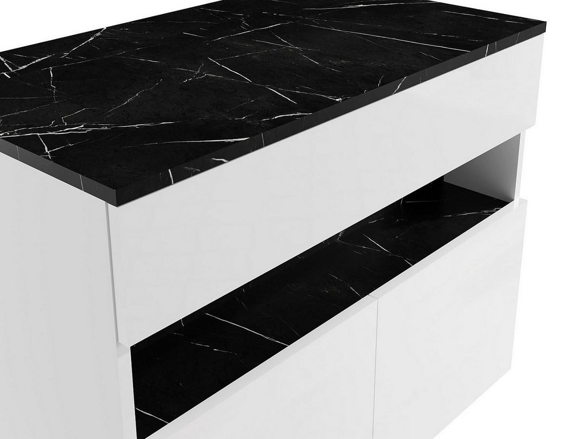 WASCHBECKENUNTERSCHRANK - 80cm x 46cm - MDF - schwarz, weiß - POGEZA - Schwarz, Holz (80/60/46cm) - Vente-Unique