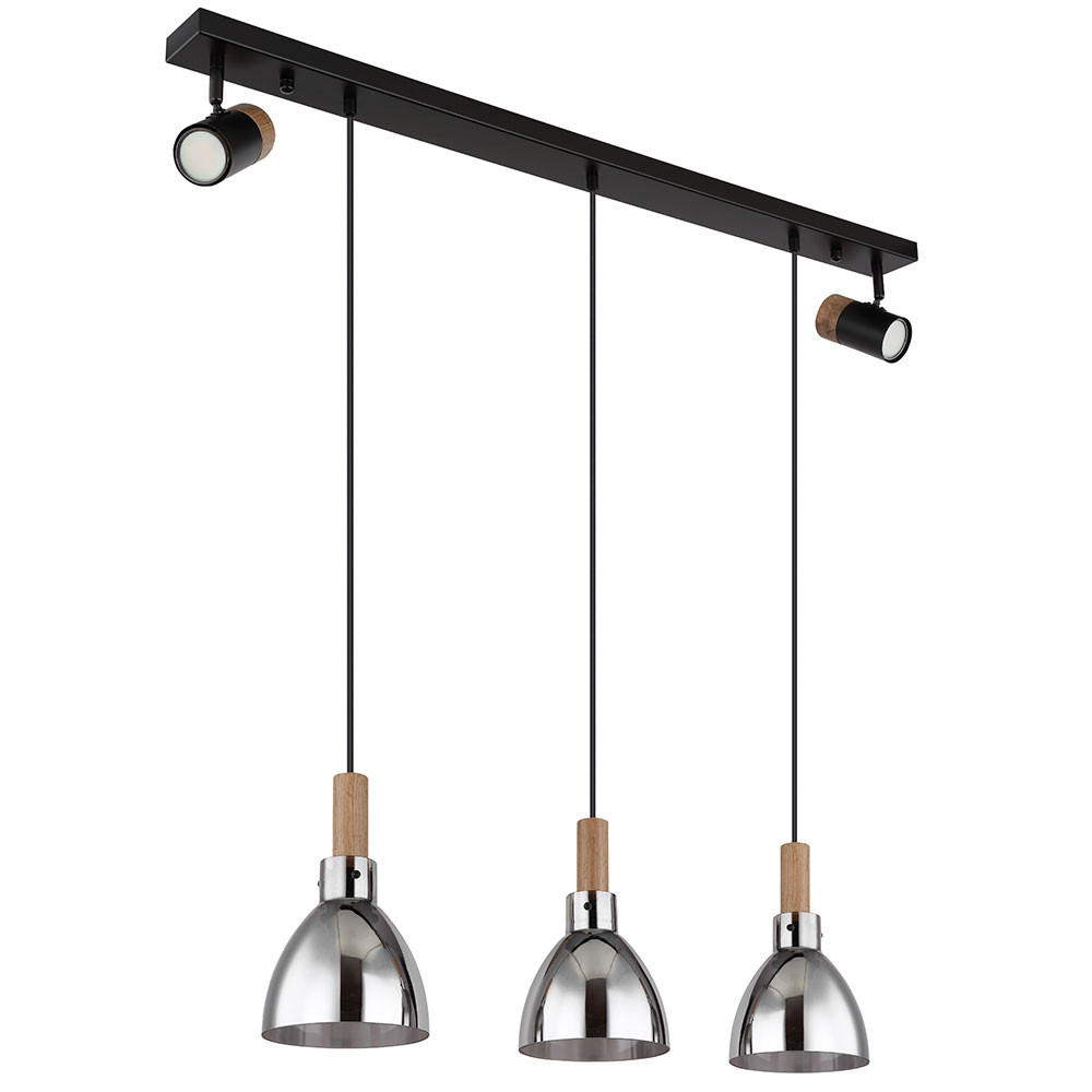 PENDELLEUCHTE Metall Rauchglas Schwarz - Schwarz, Glas (95/16/120cm) - Globo Lighting