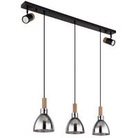 PENDELLEUCHTE Metall Rauchglas Schwarz - Schwarz, Glas (95/16/120cm) - Globo Lighting