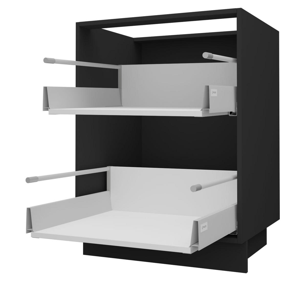 SCHUBLADENUNTERSCHRANK Brerra D2R/80 Korpus schwarz / Front RAL 1019 graubeige Matt 80 / 50 / 82 cm Schubladensystem REJS Comfort Box - Graubraun/Schwarz, Holz/Holzwerkstoff (80/82/50cm) - Feldmann-Wohnen
