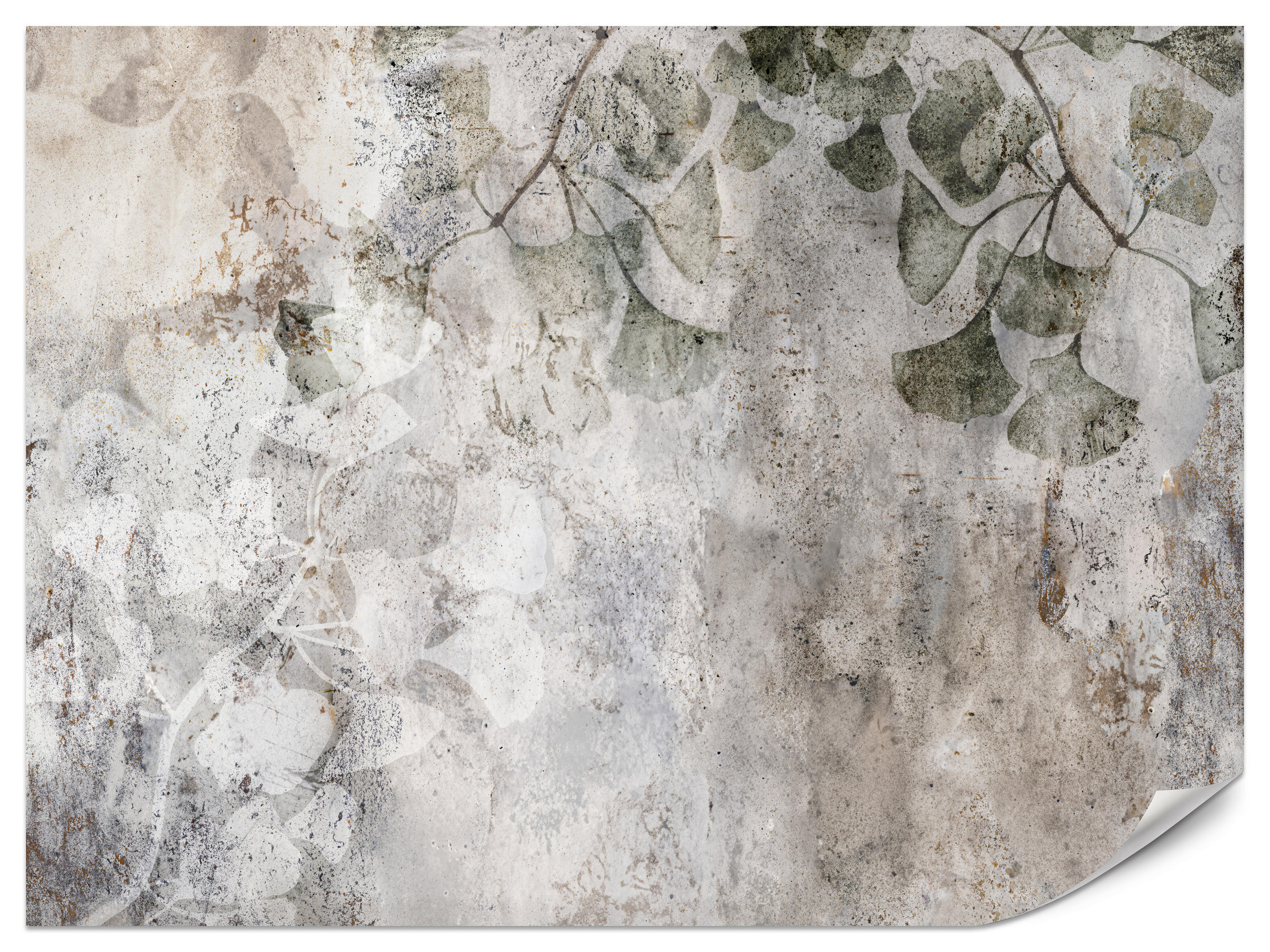 FOTOTAPETE für Büro Vintage Blätter Beton Abstrakt Grau Retro 500x350 - Beige/Grau, Papier (500/350cm) - Muralo