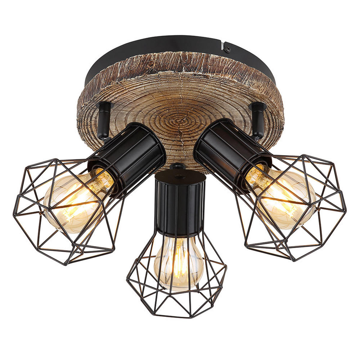 DECKENLEUCHTE PRISKA Holzoptik Schwarz Metall - Schwarz, Metall (30/30/30cm) - Globo Lighting