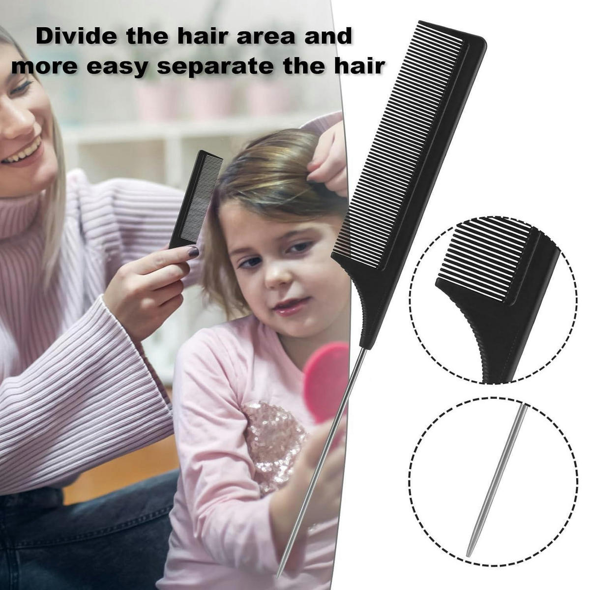 HAARBÜRSTEN-SET 4-teilig für lockiges Haar - Schwarz, Kunststoff (60/5/240cm)
