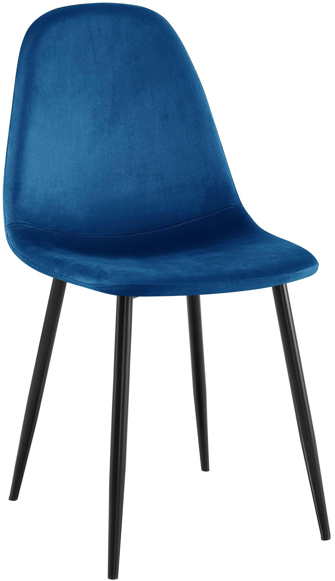 STUHL Samt Blau - Blau/Schwarz, Textil/Metall (44/88/51cm) - CLP
