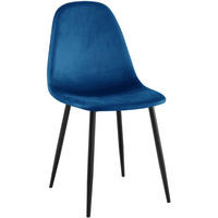 STUHL Samt Blau - Blau/Schwarz, Textil/Metall (44/88/51cm) - CLP