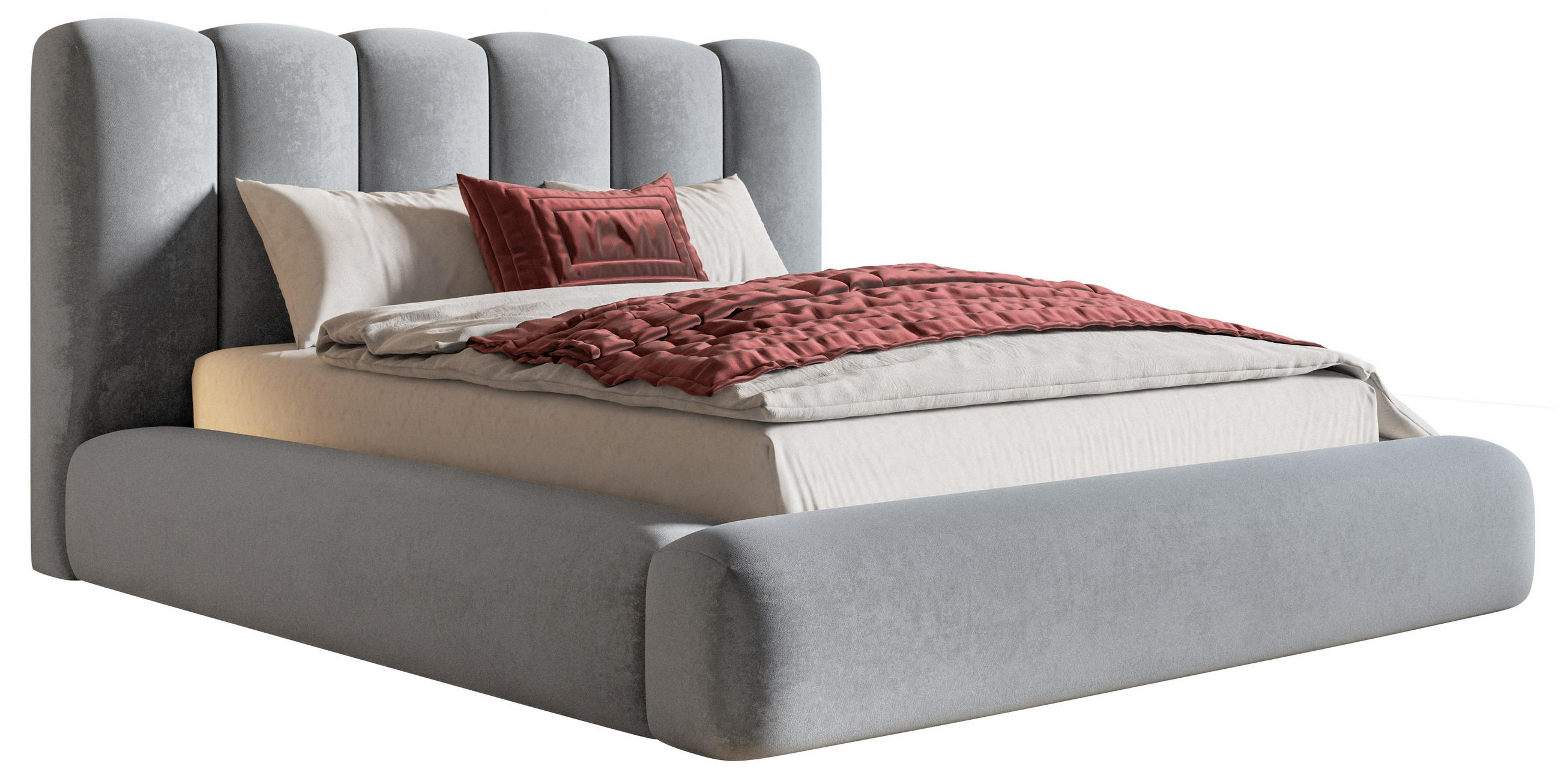 DOPPELBETT 160x200 cm Lumaro mit Dicker Schaum und Bettkasten, Hellgrau - Hellgrau, Holz/Textil (160/200cm) - Emporius