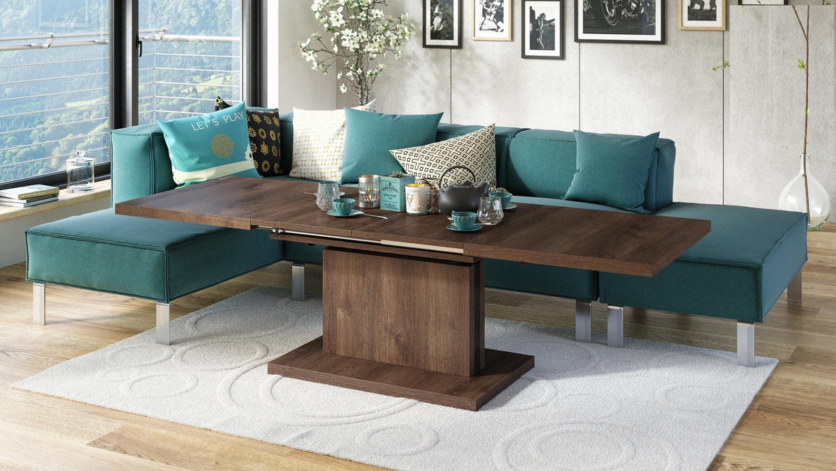 COUCHTISCH rechteckig Eiche dunkel ausziehbar höhenverstellbar - Braun, Holzwerkstoff (80/120/56cm) - designimpex