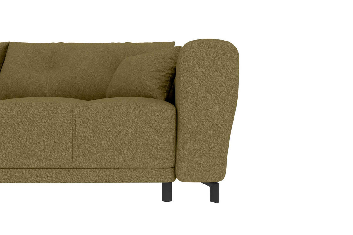 ECKSOFA Massimo Strukturstoff Olivgrün inkl. Schlaffunktion Links - Schwarz/Olivgrün, Textil/Metall (246/177cm) - 99rooms