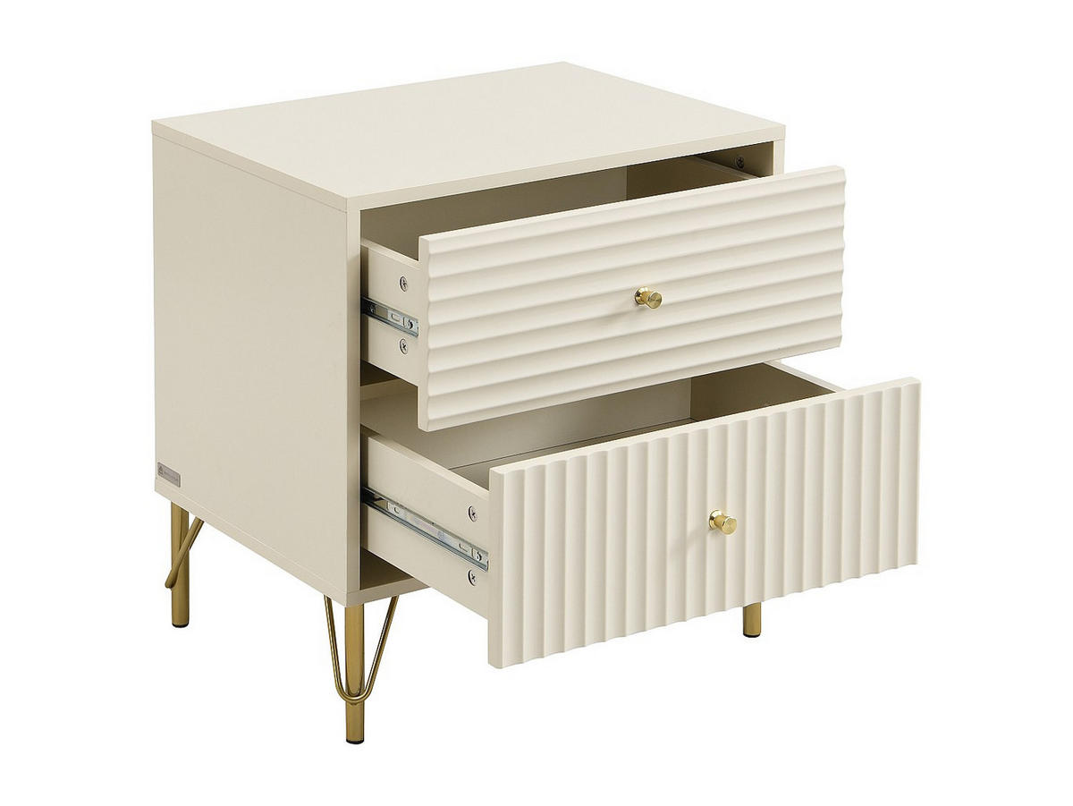 NACHTTISCH - 55 x 40 - holz - beige Loureo - Beige, Holz (55/58/40cm) - Vente-Unique