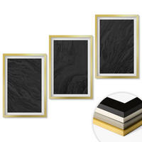 WANDBILDER 3er Set - 40x60 cm Goldrahmen - Dunkler Marmor, elegante Texturen - Goldfarben, Kunststoff (40/60cm) - ArtPrintCave