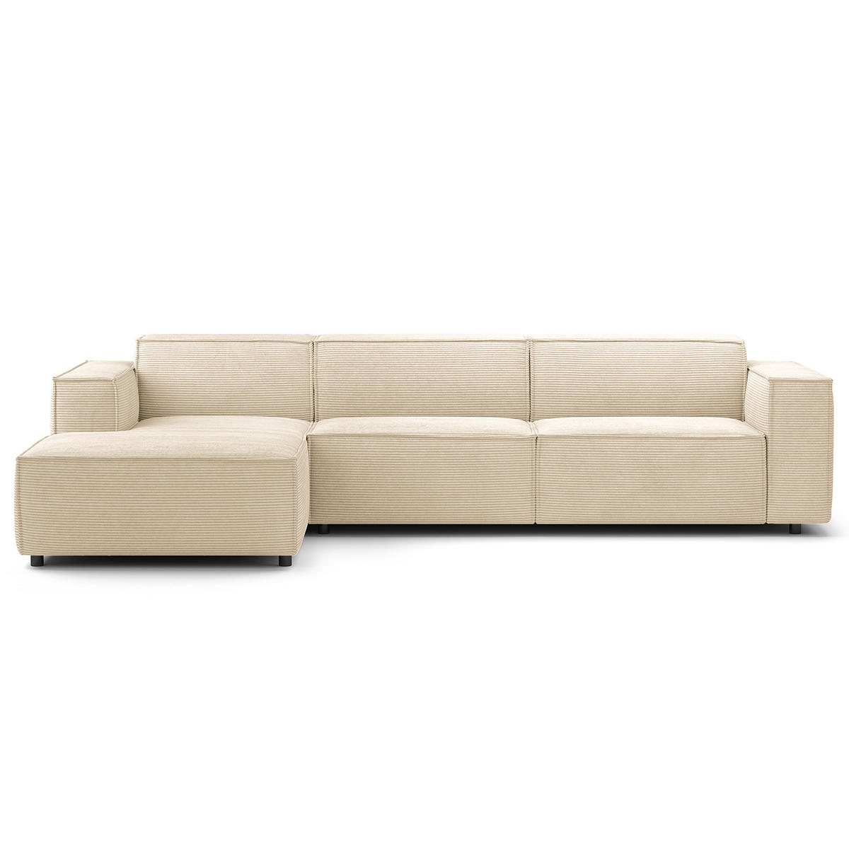 ECKSOFA mit Longchair - Beige/Schwarz, Kunststoff/Textil (294/177cm) - home24