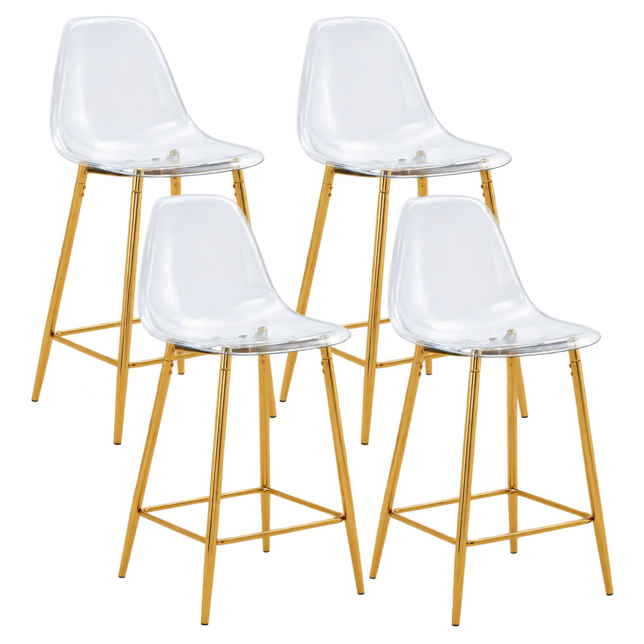 4ER-SET BARHOCKER Transparent mit Metallgestell Gold - Goldfarben, Metall (45/102/51.1cm) - Meubliv