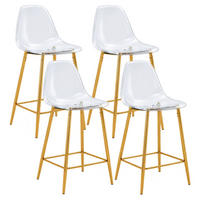 4ER-SET BARHOCKER Transparent mit Metallgestell Gold - Goldfarben, Metall (45/102/51.1cm) - Meubliv