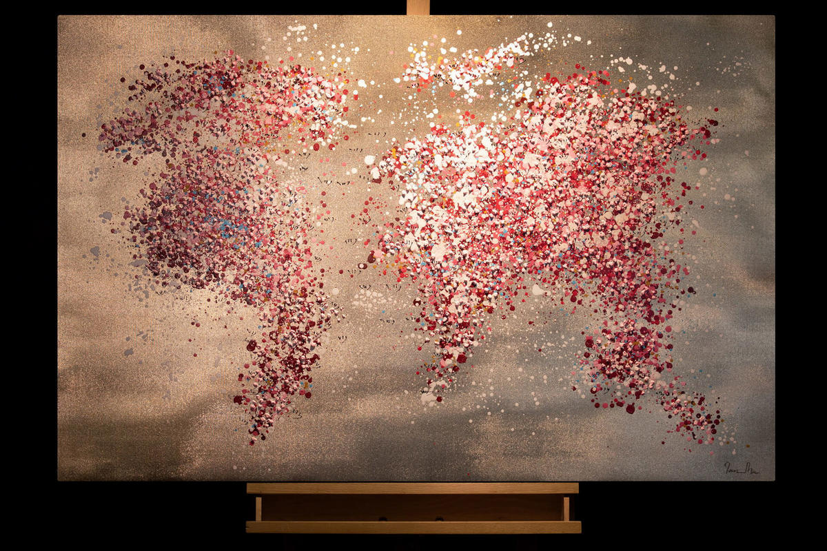 ÖLGEMÄLDE 120/80 cm - Pink/Goldfarben, Holz/Textil (1.96/80cm) - KUNSTLOFT