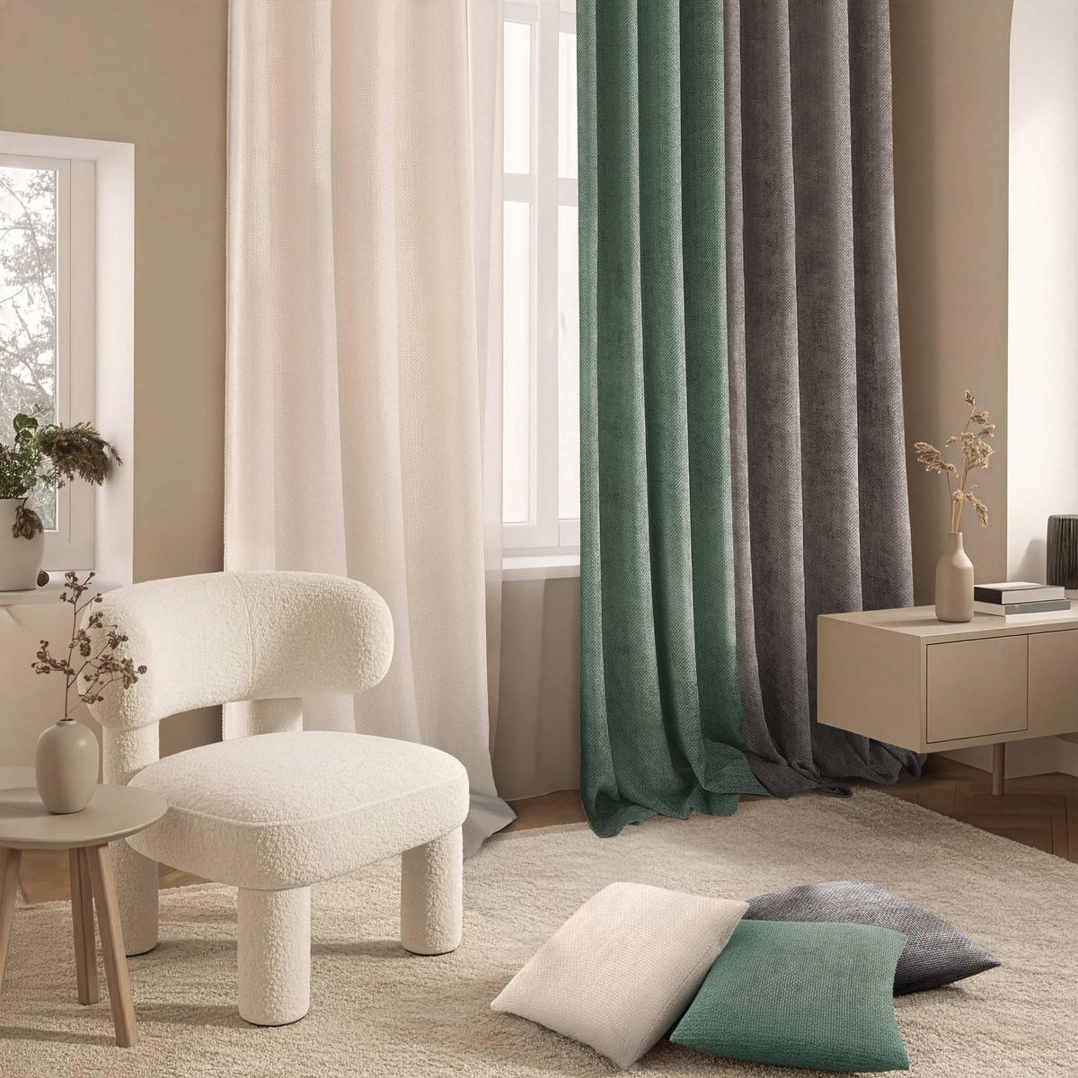 ZIERKISSEN aus Chenille mit Reißverschluss Leo 45/45 cm - Grün, Textil (45/45cm) - Douceur d´intérieur