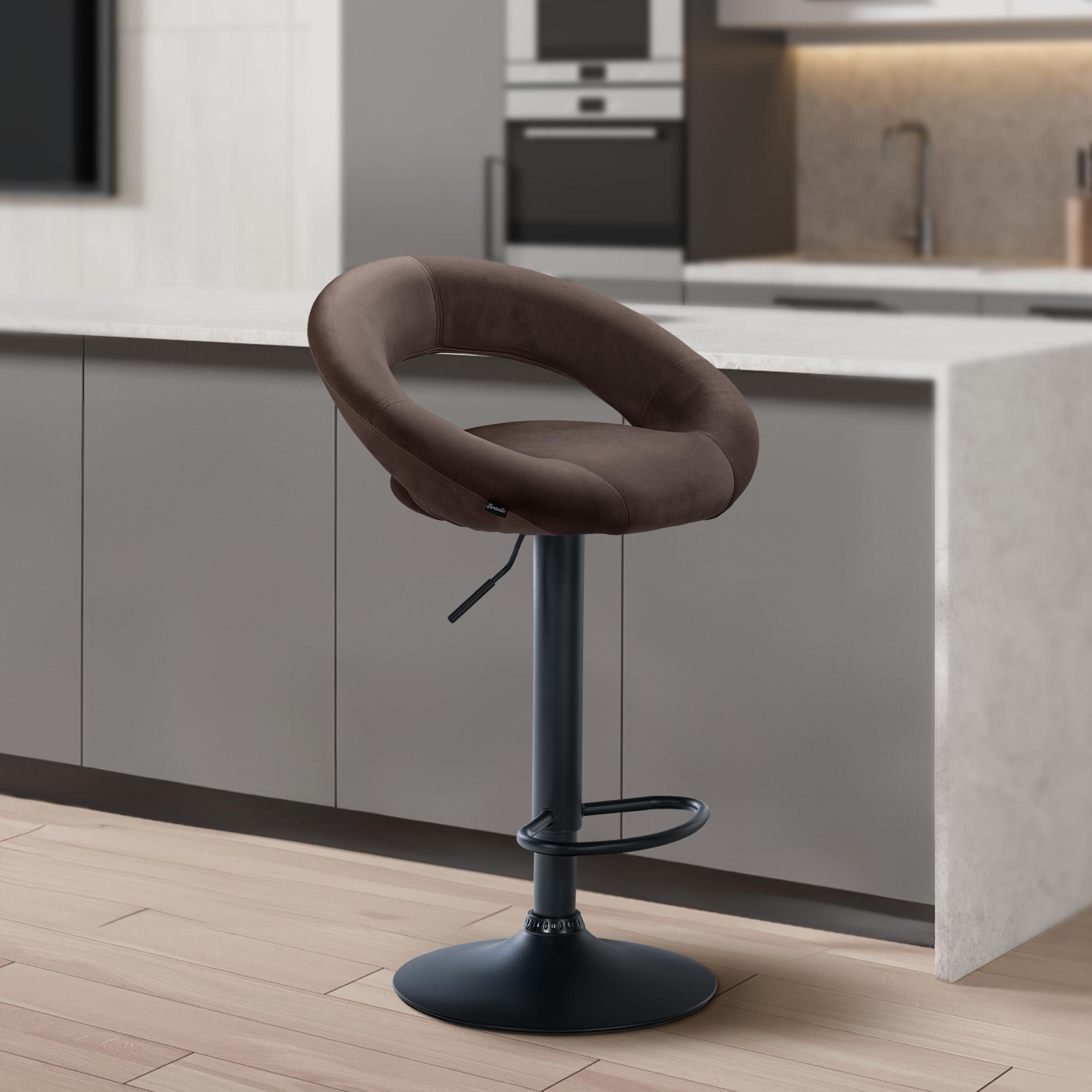 BARHOCKER Samt braun - Schwarz/Braun, Textil/Metall (53/80/47cm) - CLP