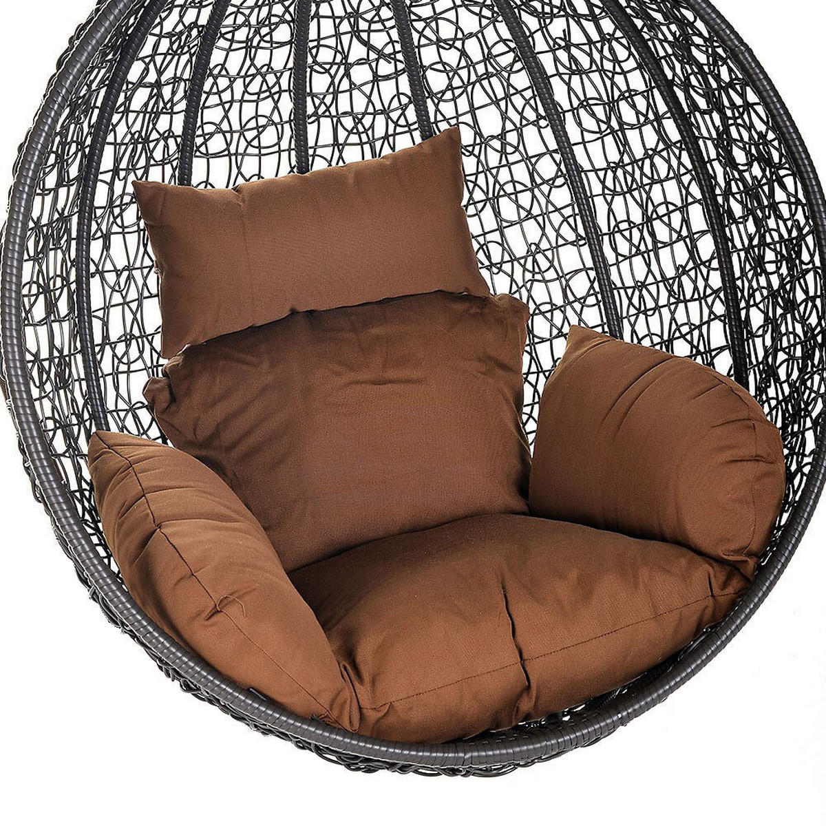HÄNGESESSEL CIELO - Braun, Korb + Kissen - Grau, Kunststoff (100/123/80cm) - Home Deluxe