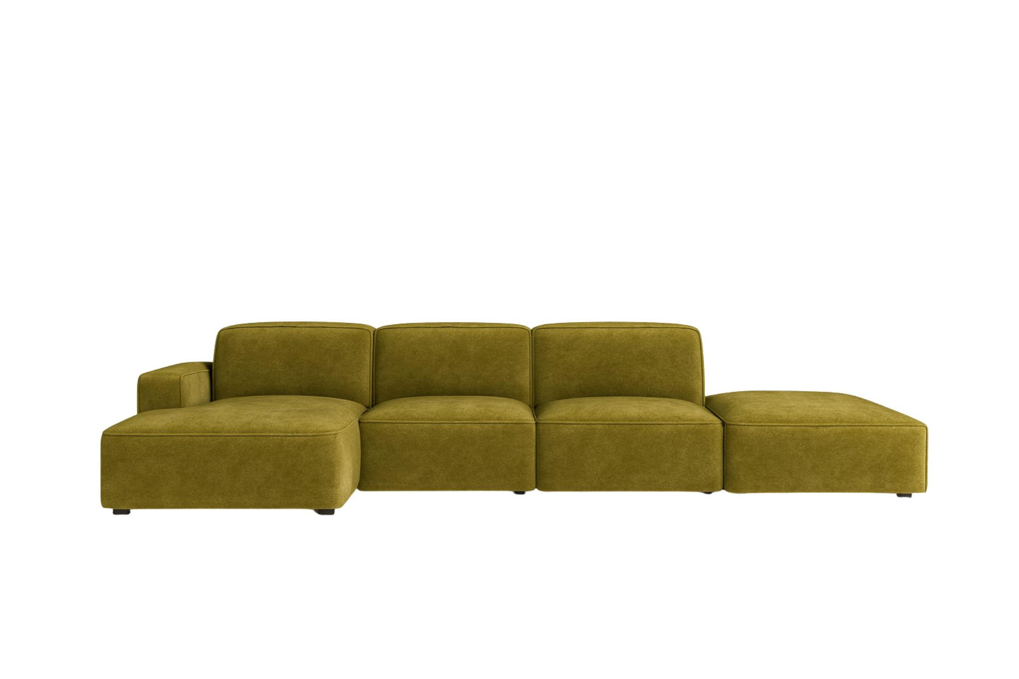 ECKSOFA Cursal L-Form, Stoff Salvador, Olive + Hocker, Links - Olivgrün, Holz (341/166cm) - Kaiser Möbel
