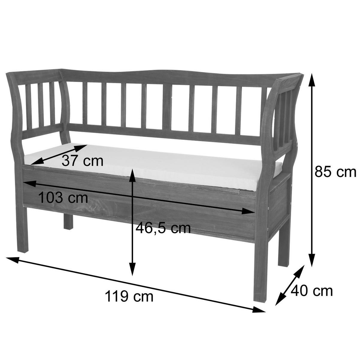 SITZBANK STAUFACH SHABBY-LOOK Grau, Braun - Creme/Braun, Holz (119/85/40cm) - MCW