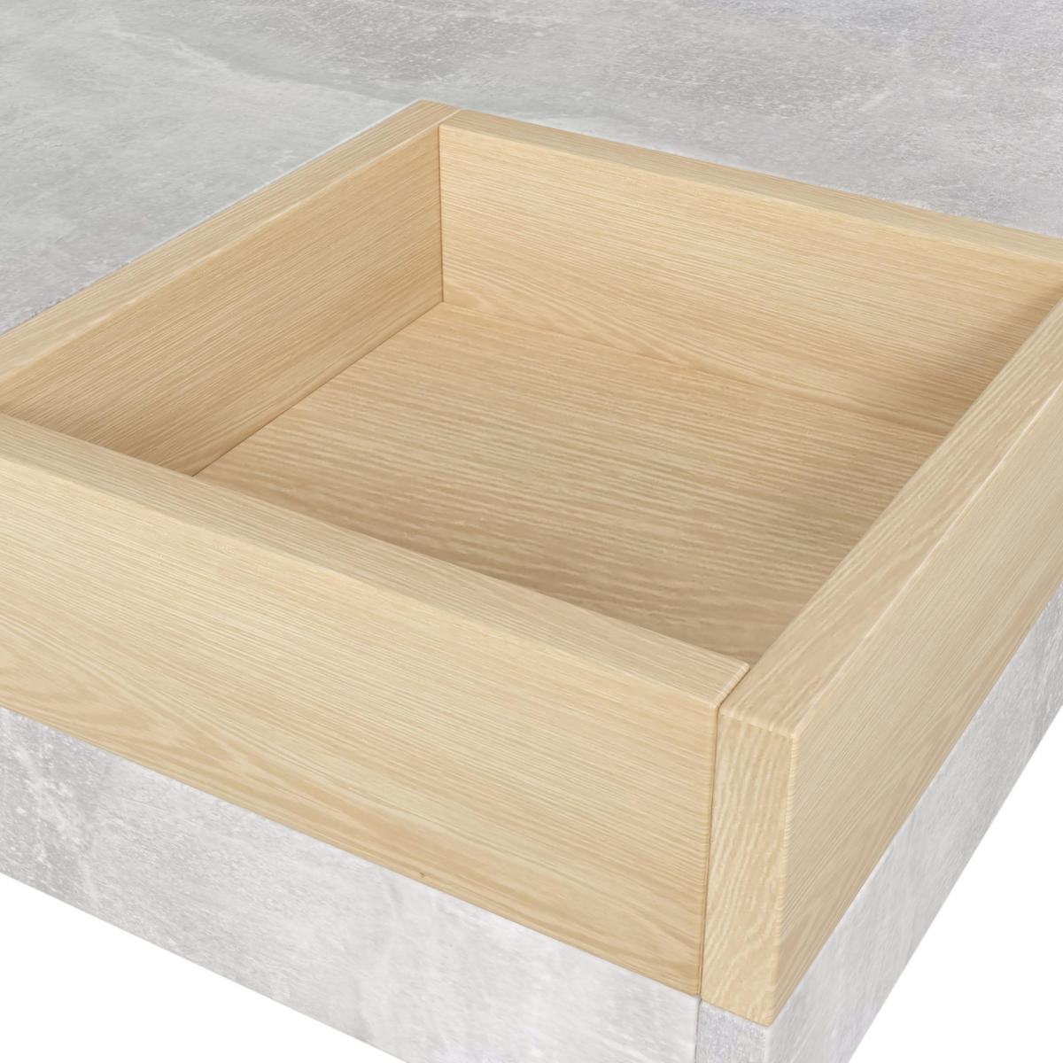 COUCHTISCH 72/72/30 cm in Betongrau mit herausnehmbarer Aufbewahrungsbox - Grau, Holzwerkstoff (72/72/30cm) - Flora Grace