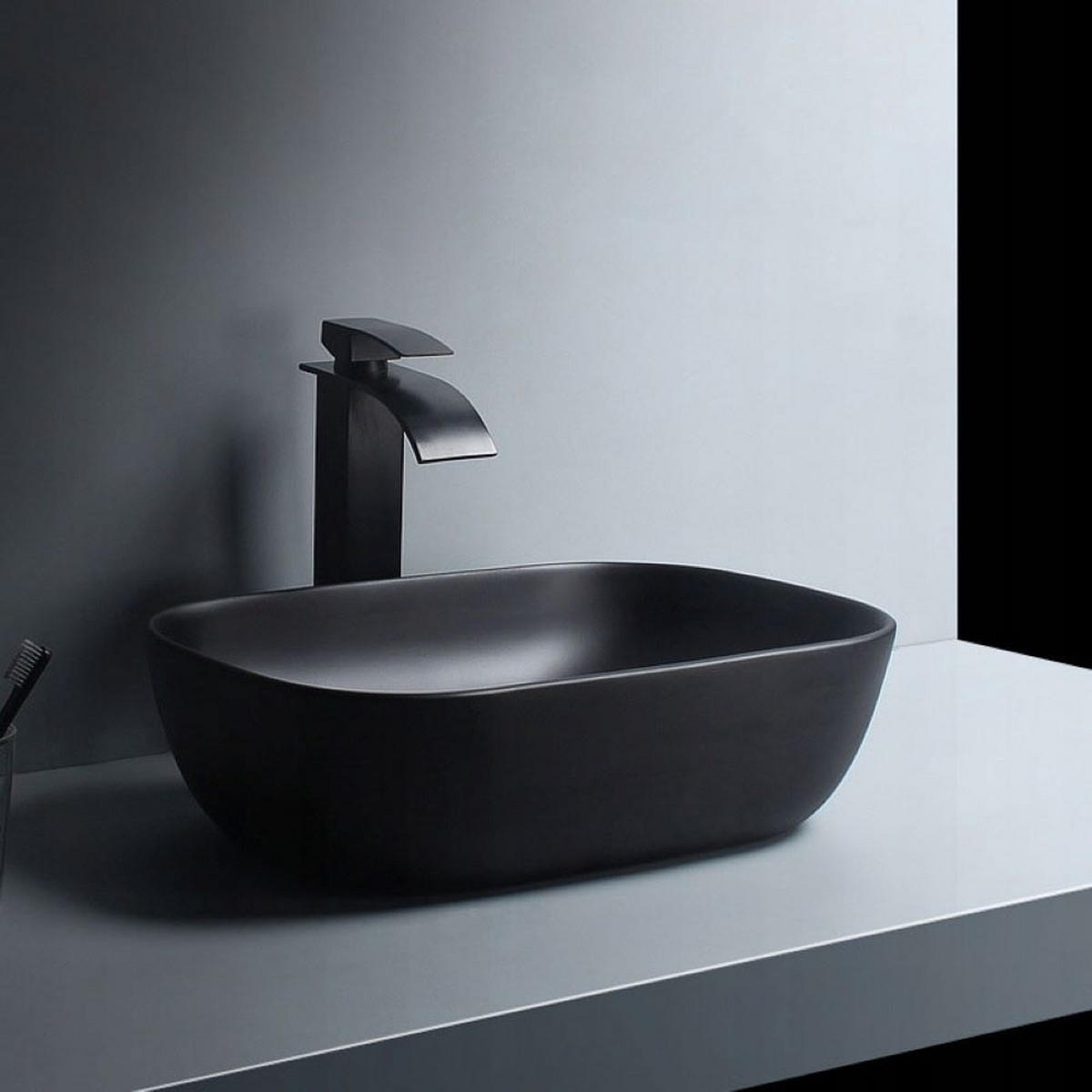 WASCHBECKEN, schwarz 46/32/14 cm - Schwarz, Keramik (46/14/32cm) - Rebiko