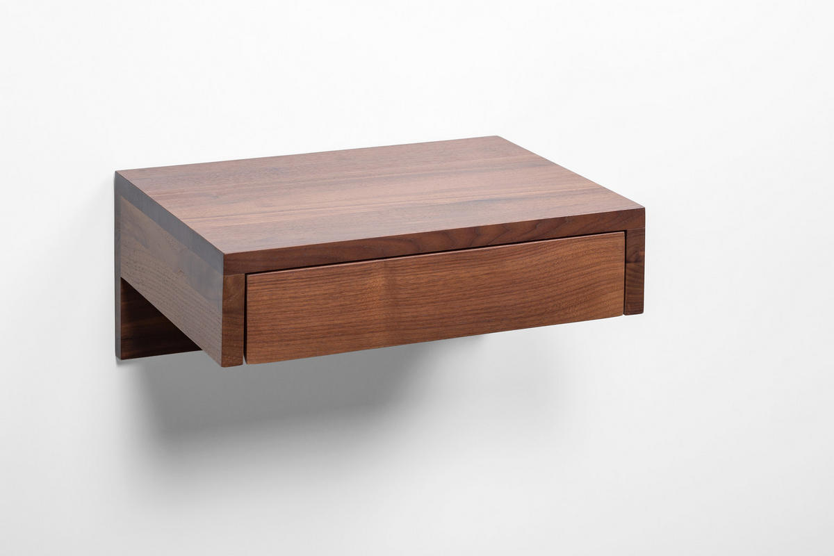 SCHWEBENDER NACHTTISCH Bo aus Walnussholz - Braun, Holz (40/18/30cm) - WOODEK