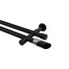 GARDINENSTANGEN-SET Prestige Verano 400 cm (geteilt in 2 x 200 cm), 2-läufig (ohne Ringe), 20 mm Ø Schwarz - Chromfarben/Schwarz, Metall (400cm) - INTERDECO