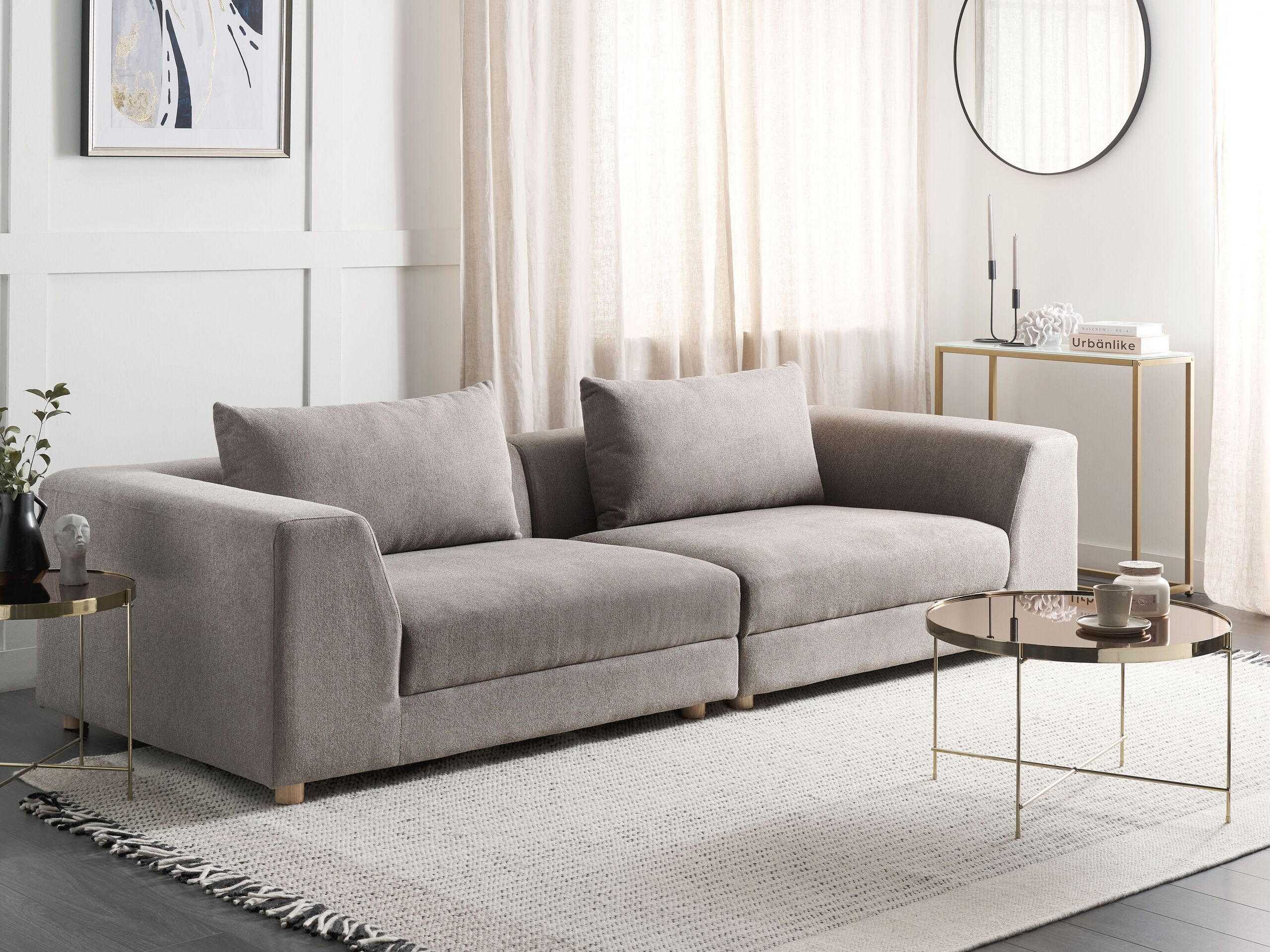 Thumbnail - Beliani 3-Sitzer-Sofa, Braun, Textil, 260x59x100 cm, Wohnzimmer, Sofas & Couches, Sofas, 3-Sitzer Sofas