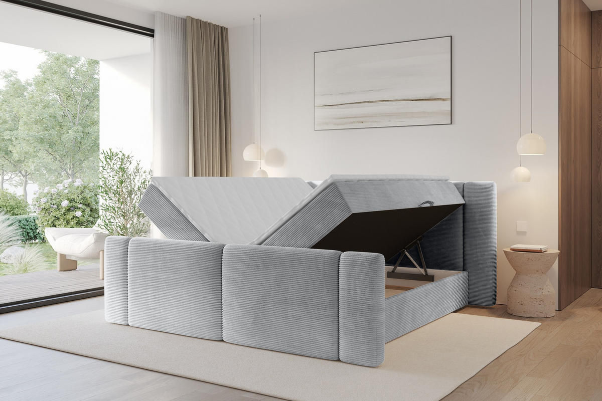 BOXBETT mit Matratze H3 - EVON Zanozek - 140x200 cm Grau - Graubraun, Holzwerkstoff (140/200cm) - ALTDECOR