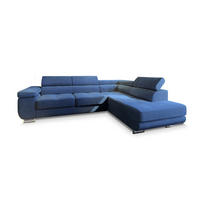 ECKSOFA APIRO R-S Blau Kordstoff mit Schlaffunktion - Blau, Holz (276/202cm) - MASSENO