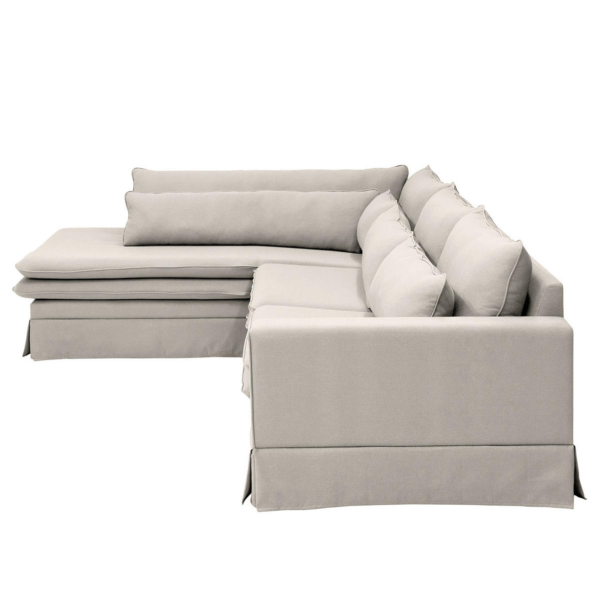 ECKSOFA mit Husse - Ottomane, Webstoff - Hellgrau/Schwarz, Kunststoff/Textil (299/222cm) - home24