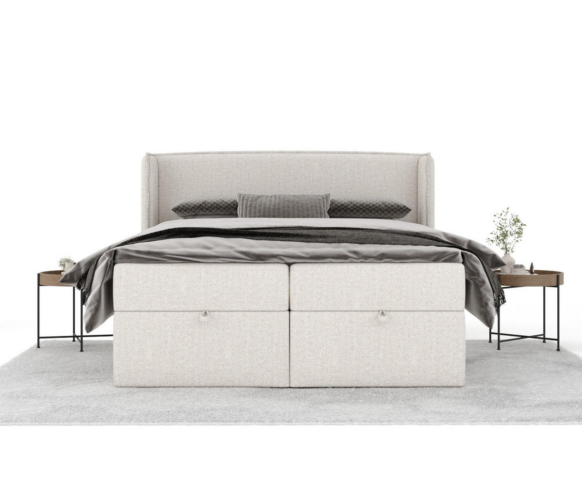 BOXBETT Passion Hellbeige 160/200 cm - Beige/Schwarz, Kunststoff/Textil (160/200cm) - Maison de Reve