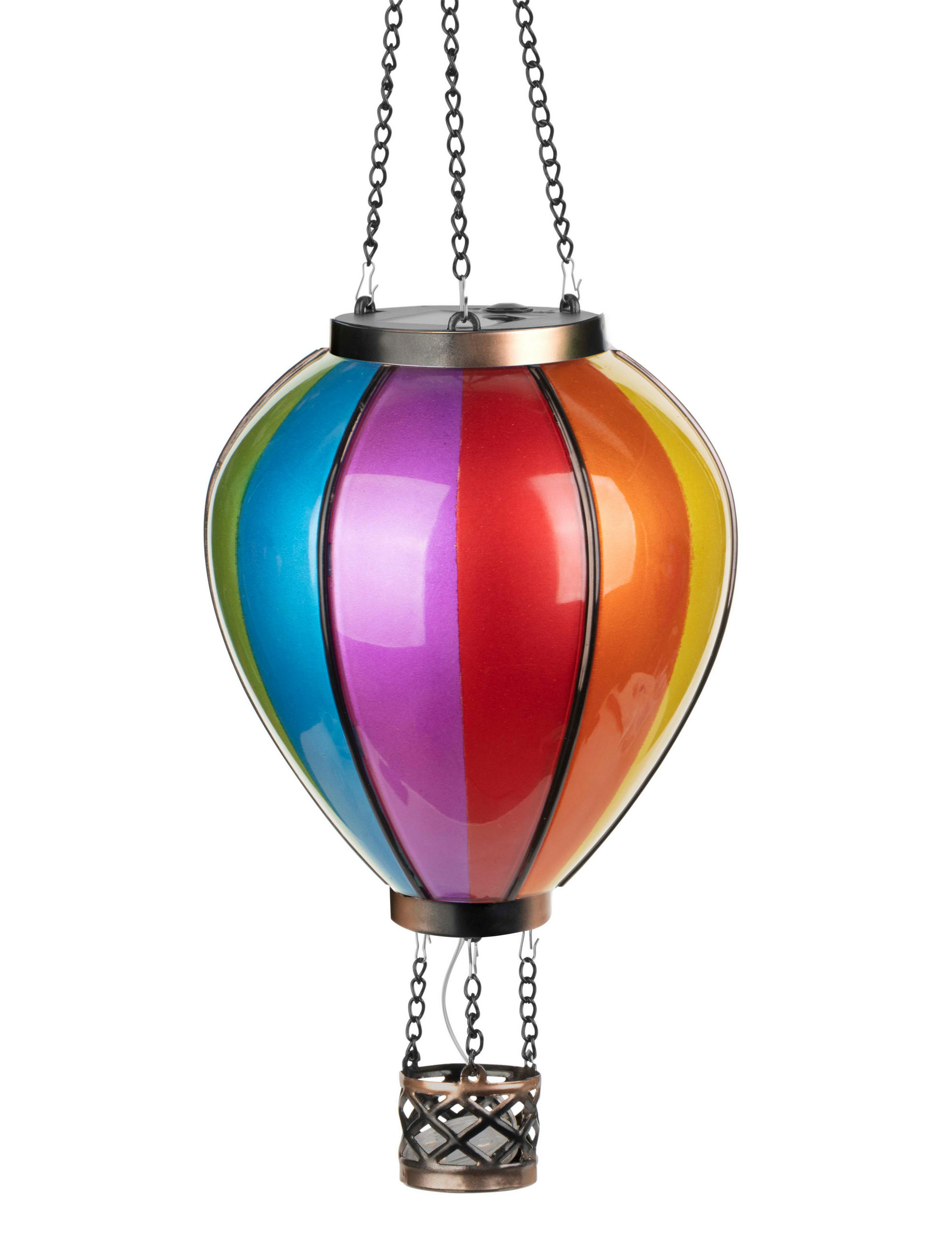 LED-SOLAR Laterne Heißluftballon Metall-Kunststoff Ø14x48cm Regenbogen - Multicolor, Kunststoff (14/14/48cm) - Northpoint