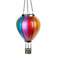 LED-SOLAR Laterne Heißluftballon Metall-Kunststoff Ø14x48cm Regenbogen - Multicolor, Kunststoff (14/14/48cm) - Northpoint