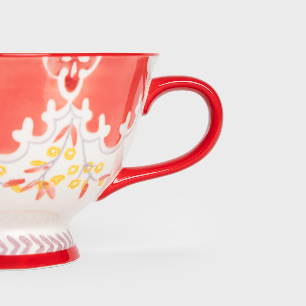 BECHER Shilla mit rot Henkel 0,4 l - Rot, Keramik (0.4L) - Homla