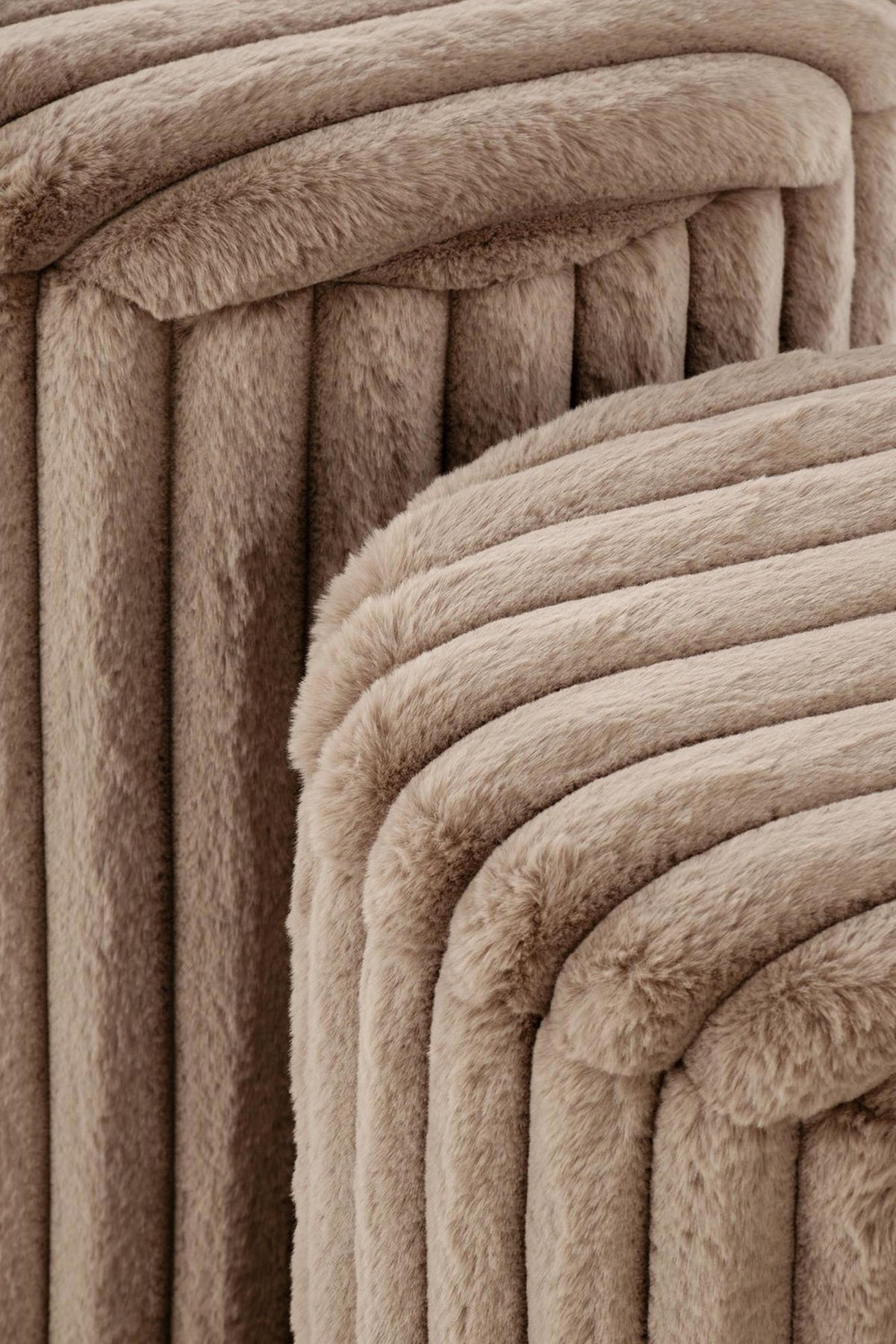 Pouf-Set der gepolsterten AUREA Cappuccino - Cappuccino, Textil (40/45/40cm) - Lookway