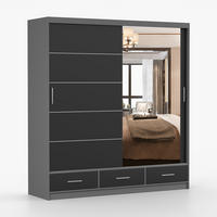 KLEIDERSCHRANK Florence 203 cm, 203/218/61, 2-türig, schwarz - Schwarz, Holzwerkstoff (203/218/61cm) - imoebel24