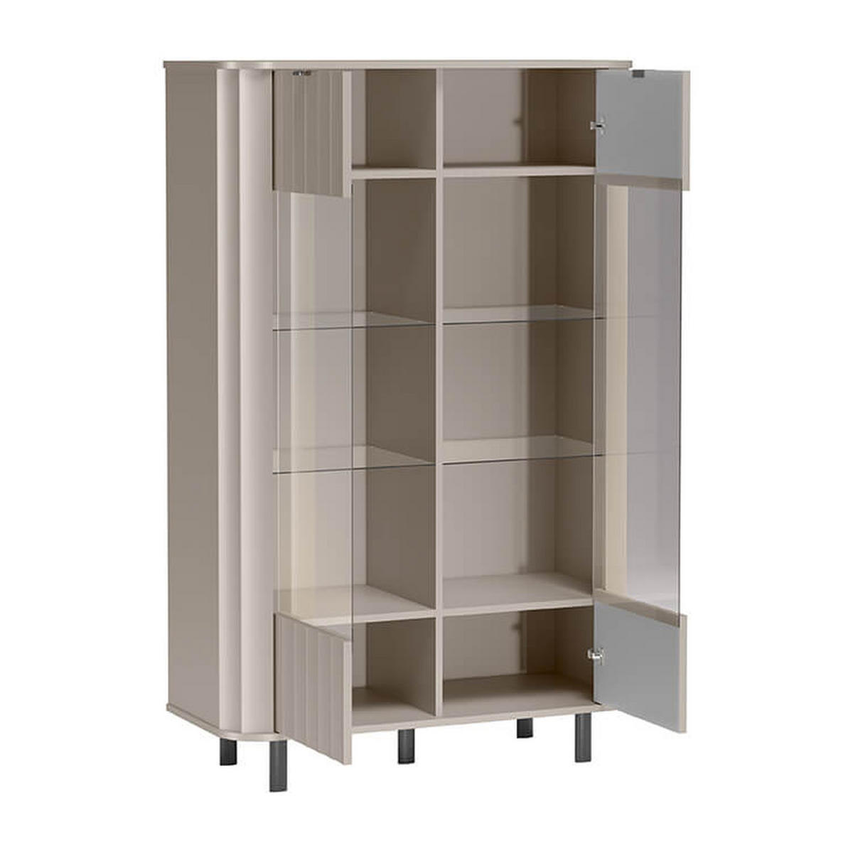 VITRINE Novado NO-9 98,3 x 155 x 40,5 cm Greige - Greige, Glas/Holzwerkstoff (98.3/155/40.5cm) - Koseto
