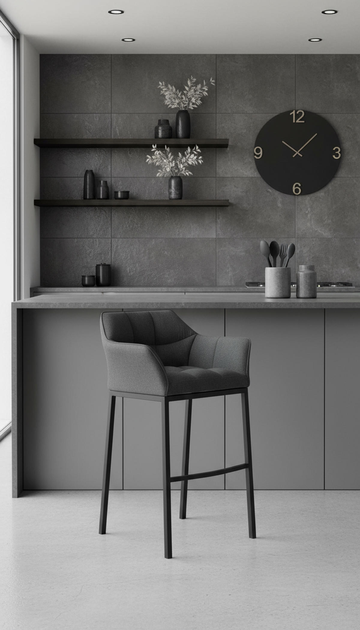 BARHOCKER Damaskus B Filz mit 4-Fuß Gestell grau - Schwarz/Grau, Textil/Metall (64/110/48cm) - TPFLiving