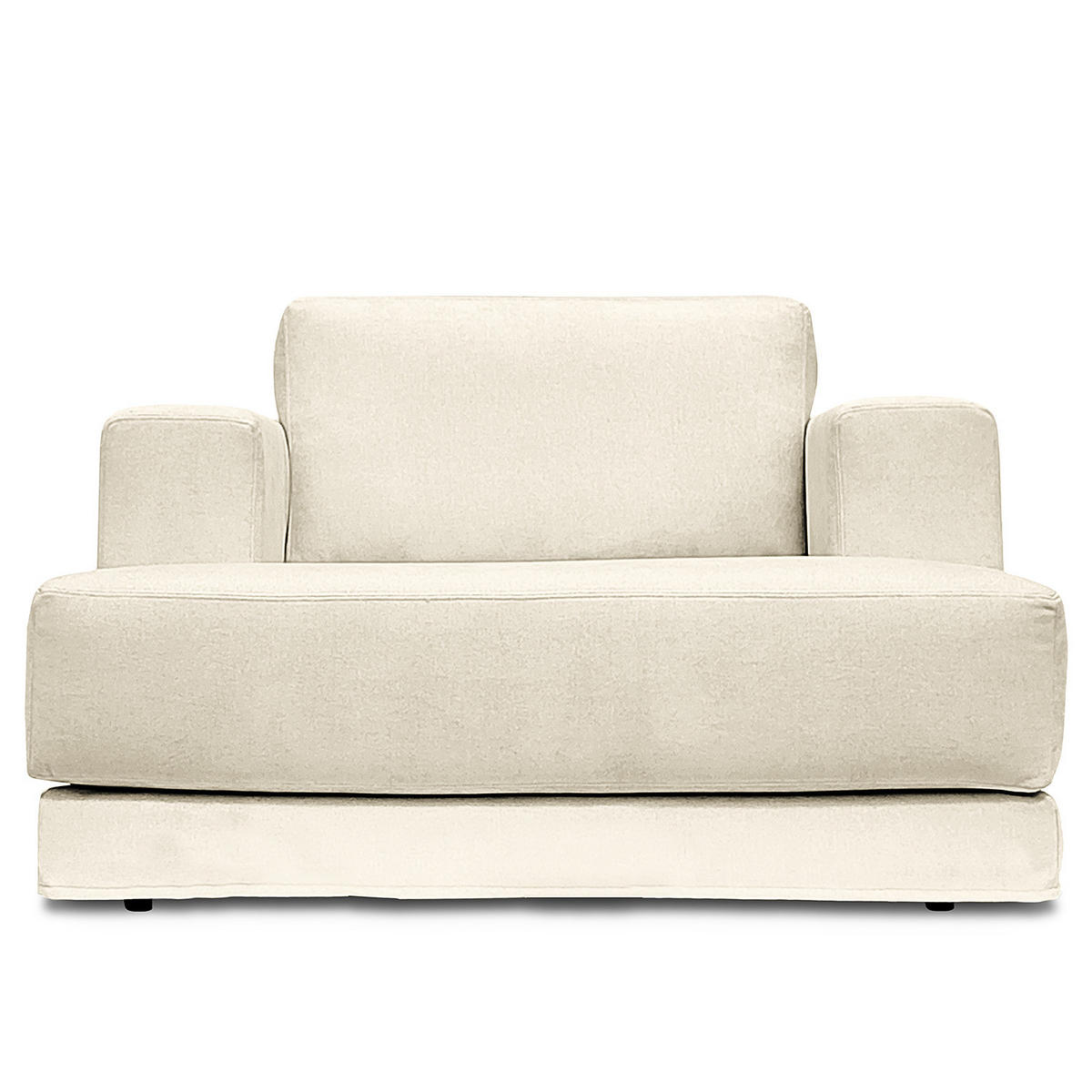 XXL-SESSEL mit Wechselbezug - Webstoff - Creme/Schwarz, Holz/Wellpappe (125/63/160cm) - home24