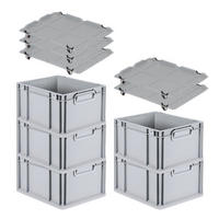 EUROBOX 5x Nextgen Economy Mit Auflagedeckel Grau/Schwarz Griffe Geschlossen - Schwarz, Kunststoff (30/22/40cm) - PROREGAL