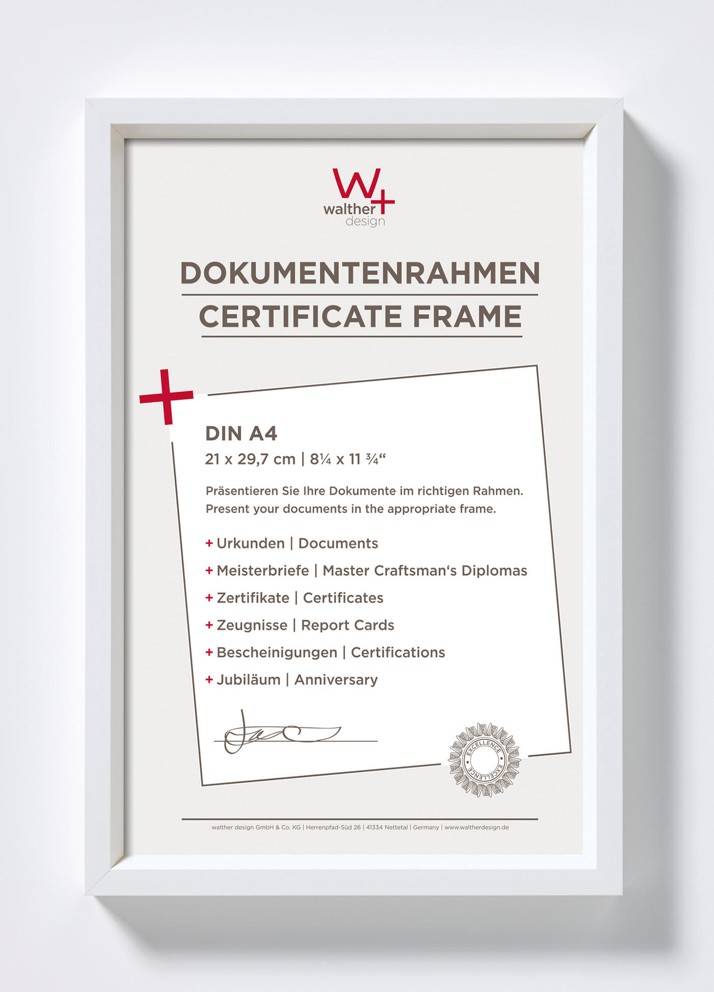 walther design Bilderrahmen Weiß 21.96x30.96x2.18 cm