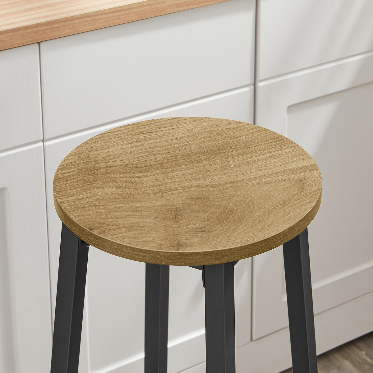 BARHOCKER LBC328B88 Kunsthandwerkersitz, schwarze Basis - Schwarz/Eiche Artisan, Holz (32/65/32cm) - Valora